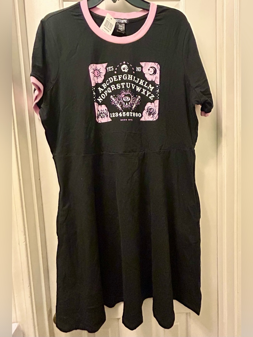 NWT spirt board Goth Skater Midi Dress with Light Pink Ouija Graphic board